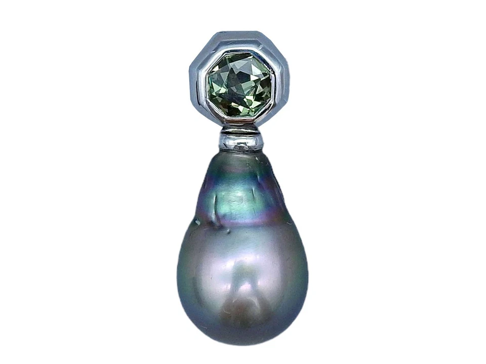 Anhänger mit Orientperle und Topas 18 k WG - Bild 3 von 4