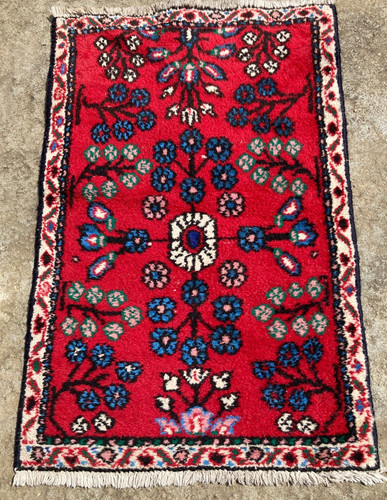 Vintage Hand Made Traditional Rug Oriental Wool Multicolor Carpet 78x51 cm