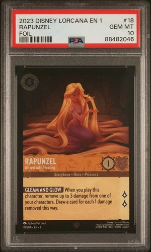 2023 DISNEY LORCANA THE FIRST CHAPTER FOIL RAPUNZEL - GIFTED WITH HEALING PSA 10