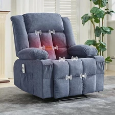 Recliner Chair with Heat&Vibration Massage,Thick Cushioned Rocker w/ Cup Holders