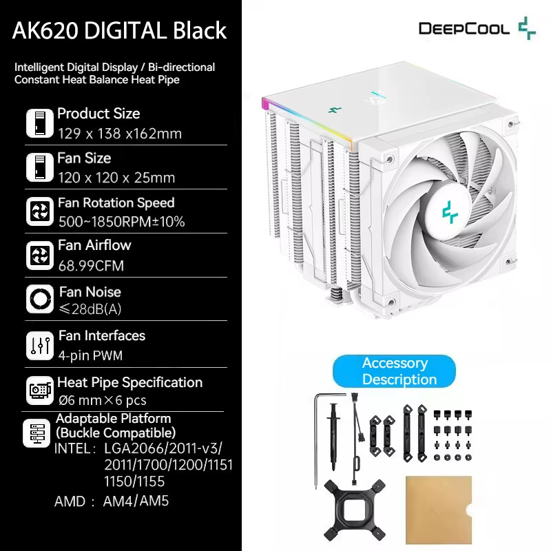 DeepCool AK620 Digital 6 Heat Pipe X79 X99 Processor Cooling Radiator 8