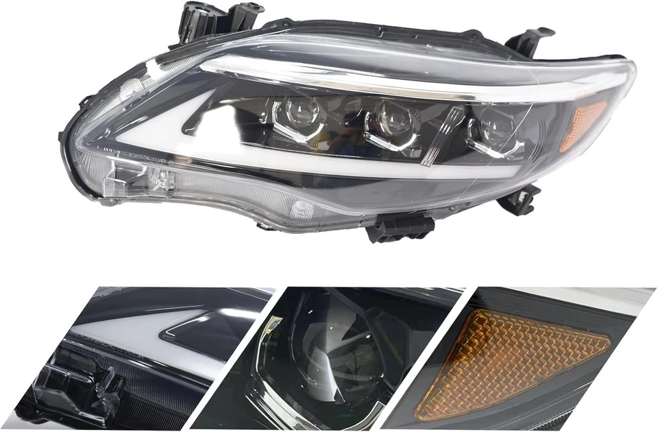 Se adapta a Toyota Corolla 2011-2013 proyector negro faros LED DRL + rejilla delantera Foto 4 de 4