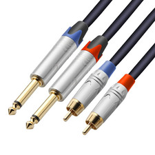 RCA to 1/4 Cable, Dual RCA to Dual 1/4 Inch TS Stereo Audio Interconnect