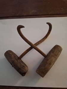 2 Antique Primitive Bale Hooks Collectable Hardware Tools 