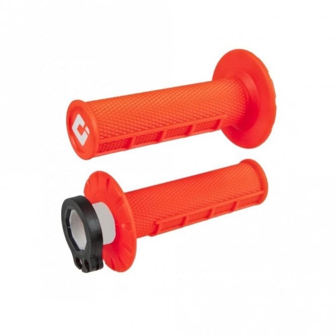 ODI Lock-On 2T/4T Half Waffle MX Motocross Grips - Fluo Orange