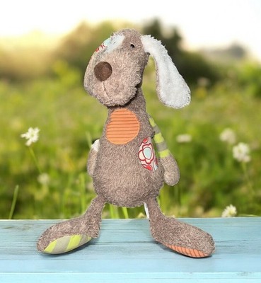 Sigikid Plush Brown Puppy Dog Toy 16'' Patchwork Stuffed Animal Colorful