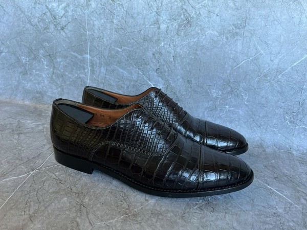 Men Santoni Heels Brown Leather 42.5