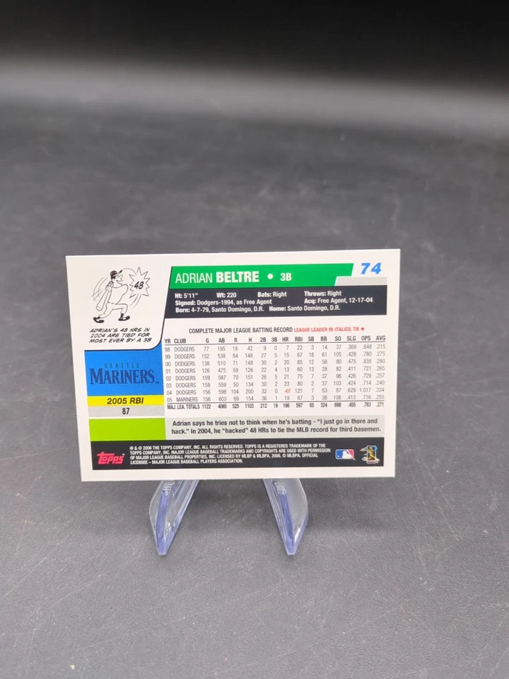 2006 Topps Opening Day #74 Adrian Beltre Seattle Mariners - Image 2 of 2