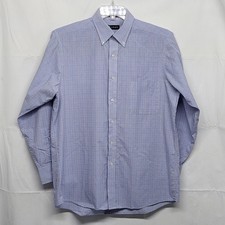 Chaps Mens Dress Shirt Classic Fit 16 32-33 Wrinkle Free Long Sleeve Check