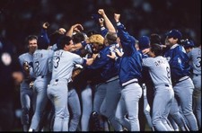 World Series Los Angeles Dodgers Steve Sax and teammates celebrate- Old Photo 1