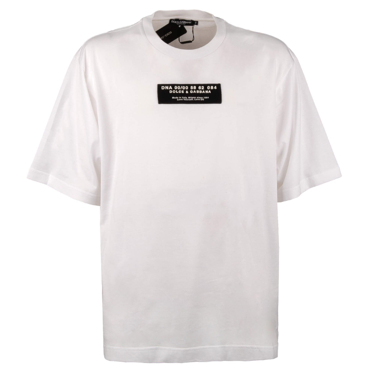 DOLCE & GABBANA DG DNA Logo Patch Oversized Cotton T-Shirt White 56 US 46 2XL