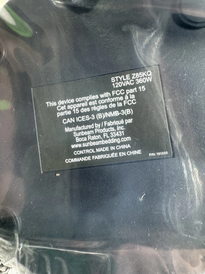 Manta térmica Sunbeam controladores digitales dobles estilo Z85KQ 120V 360W repuesto Foto 4 de 4