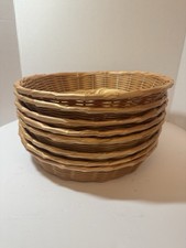 Vintage Boho Wicker/Rattan Basket Wall Hanging Decor 12" X12"X 3" - Set Of 8