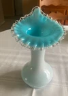 Vintage Fenton Milk Glass Silver Jamestown Jack in the Pulpit Vase 9"