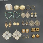 Vintage Gold Tone Costume Jewelry Lot of 15 Pairs Filigree Pearl Earrings