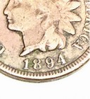 1894 Double Date Indian Head Cent Fine Private numismatic Collector Estate Sale — photo 7