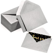 200 Count Silver Mini Gift Card Envelopes Bulk Wedding Pocket Small Paper Env...
