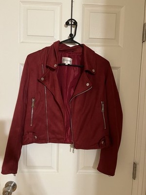 Vigoss Womens Faux Suede Moto Jacket Notch Collar Long Sleeve Asymmetrical Zip M