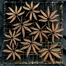 Copper Tjap Cap Chop Stamp Block Artisan Batik Lyrical Leaves 8.5" x 8"