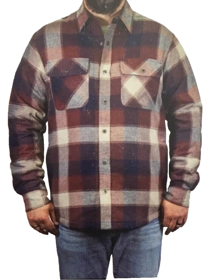 Grizzly Mountain Men's Flannel Sherpa Fleece Lined Jacket, Red, XXL