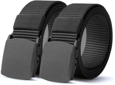 MARKENLOS 2X Taktischer Nylongürtel Arbeitsgürtel Militär Gürtel Herren Outdoor Schwarz