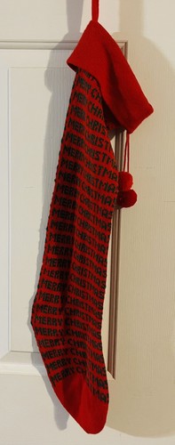 Dept 56 knit stocking Vintage 1983 Country Christmas Rare Red Green 26in Long - Picture 2 of 4