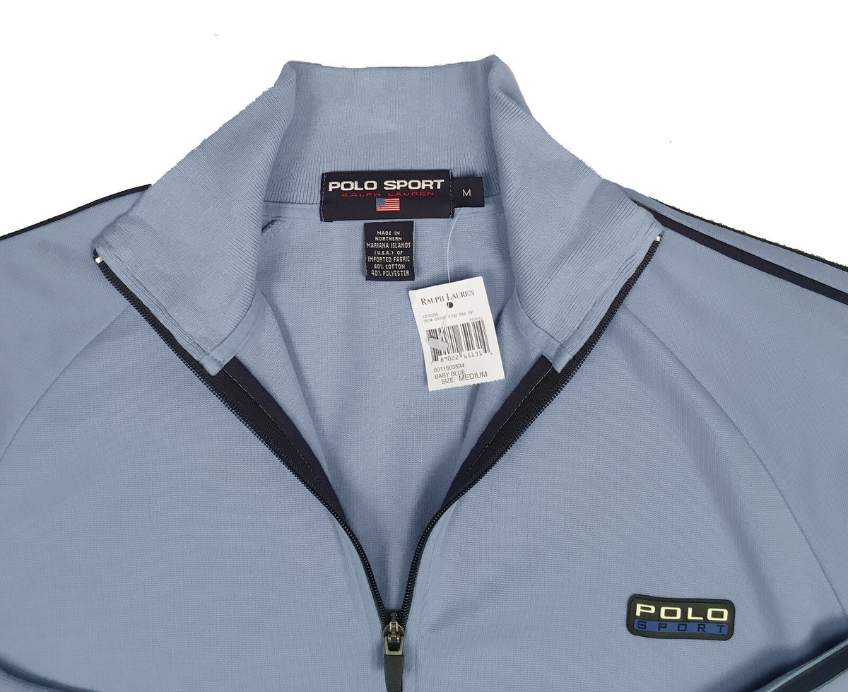 NEW Vintage Polo Sport Ralph Lauren Track Jacket! Light Blue Full