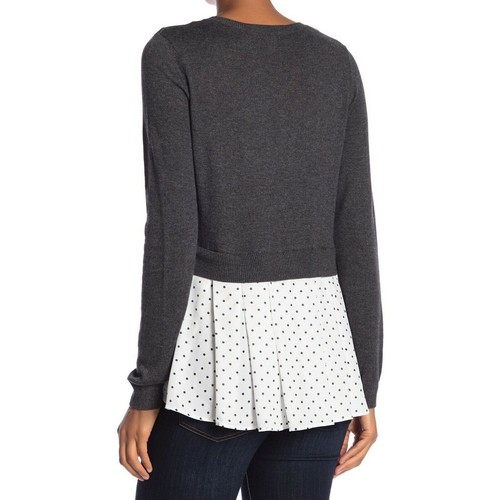 NEW Susina Women Pullover Layered Knit Soft and Cozy Polka Dot Combo Sweater XS - Picture 2 of 12