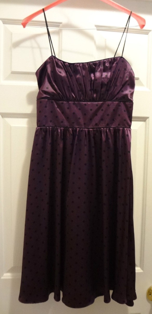 SZ S FOREVER 21 PURPLE BLACK POLKA DOT EMPIRE WAIST DRESS, JUNIORS JR'S JRS  EUC