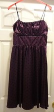 SZ S FOREVER 21 PURPLE BLACK POLKA DOT EMPIRE WAIST DRESS, JUNIORS JR'S JRS EUC
