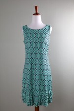 LULU B 98 Smooth Stretch Geo Print Casual Flounce Ruffle Hem Tank Dress Size XS