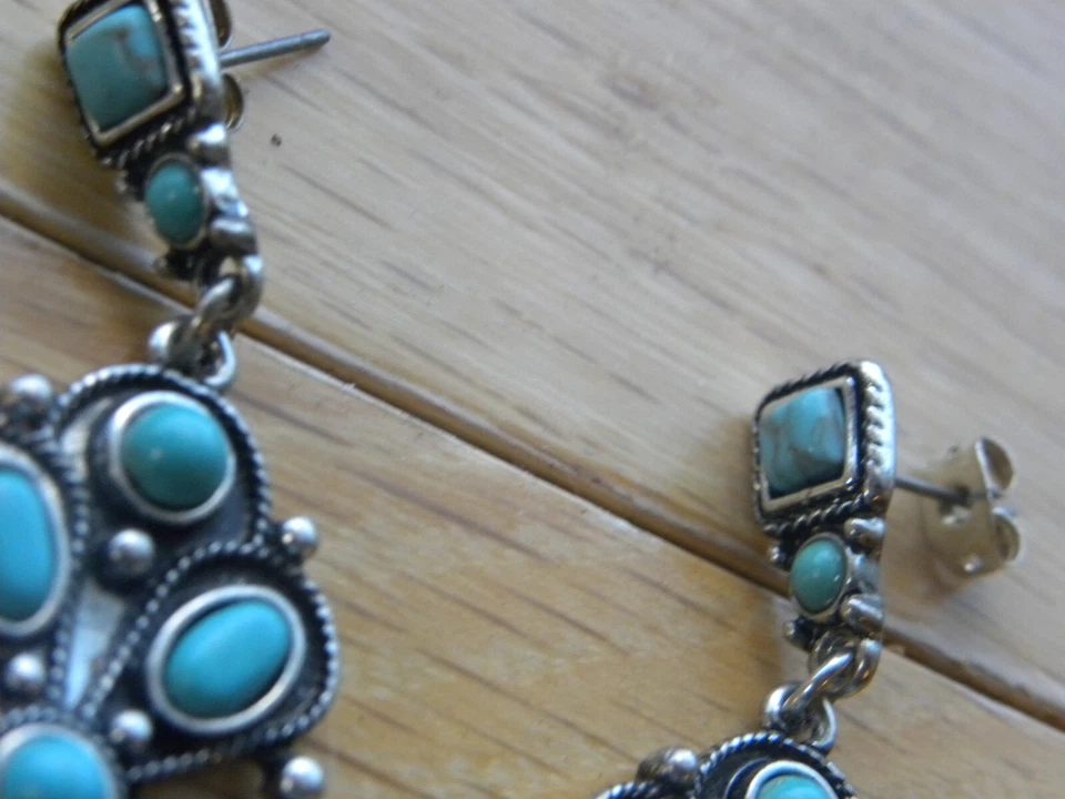 PENDIENTES ARAÑA TURQUESA METALES MIXTOS 2-1.2" Foto 4 de 4