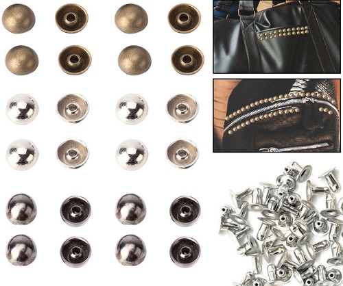 10 mm goujons en plastique demi ronds avec épingles à faire soi-même pour sacs à main vestes en cuir 100 pièces