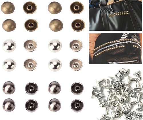 10mm Half Round Plastic Studs with Pins DIY for Purses Leather Jackets 100pcs - Afbeelding 1 van 14