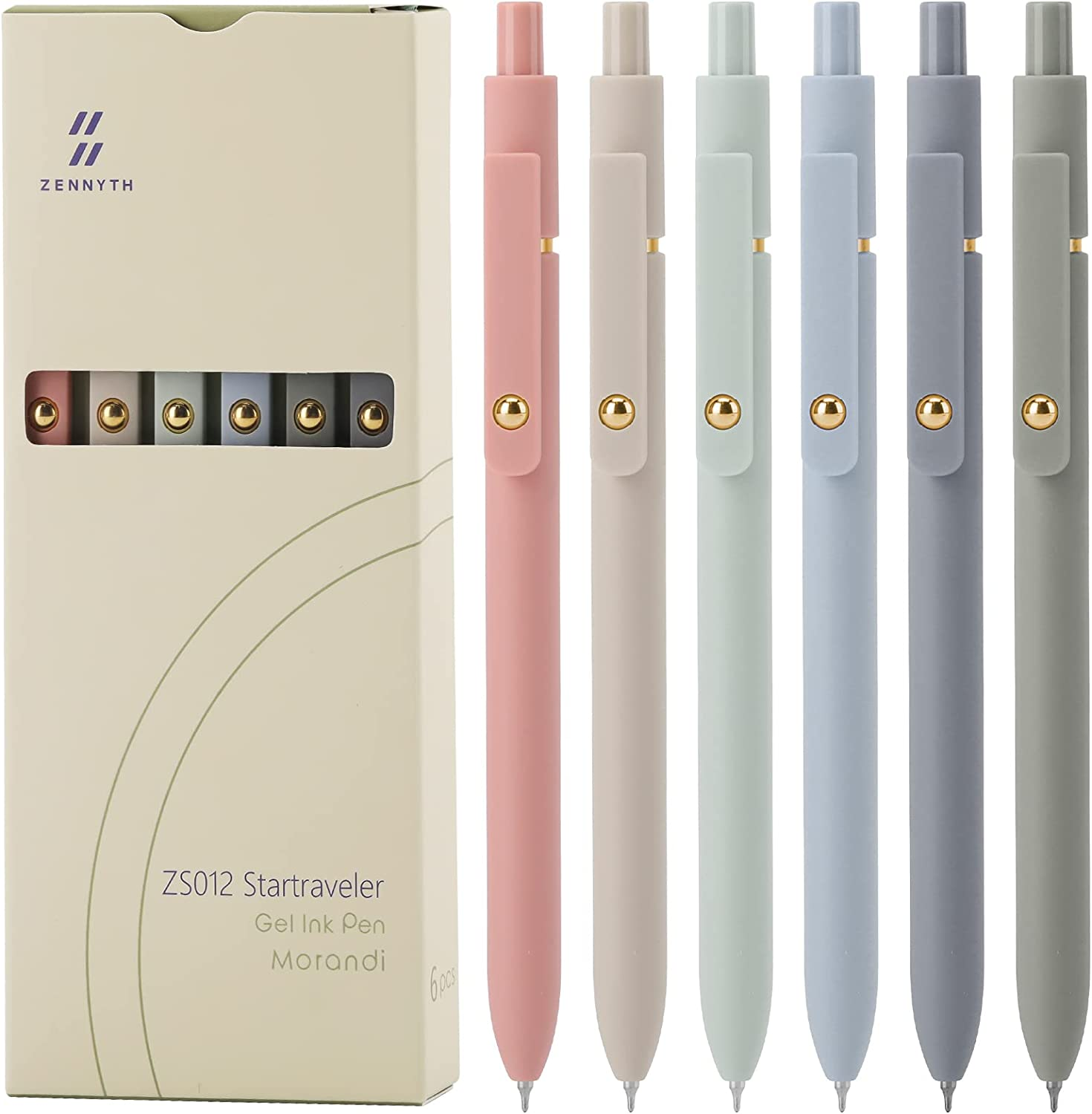 Gel Pens, 6 Pcs 0.5Mm Quick Dry Black Ink Pens Fine Point Smooth Writing Pens, C