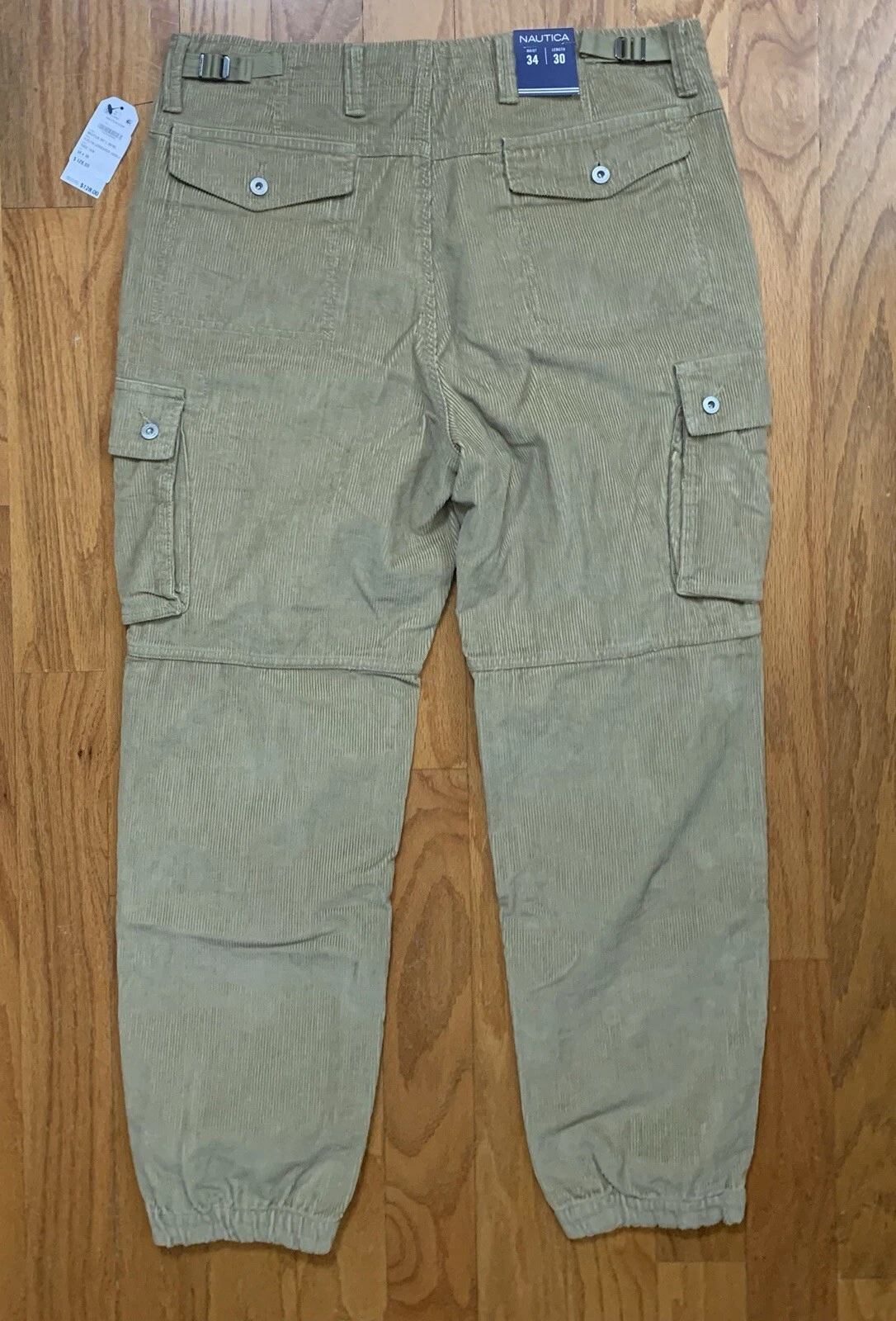 Nautica Classic Fit Stretch Corduroy Cargo Jogger Pants 34x30 Tuscan TanNWT $128
