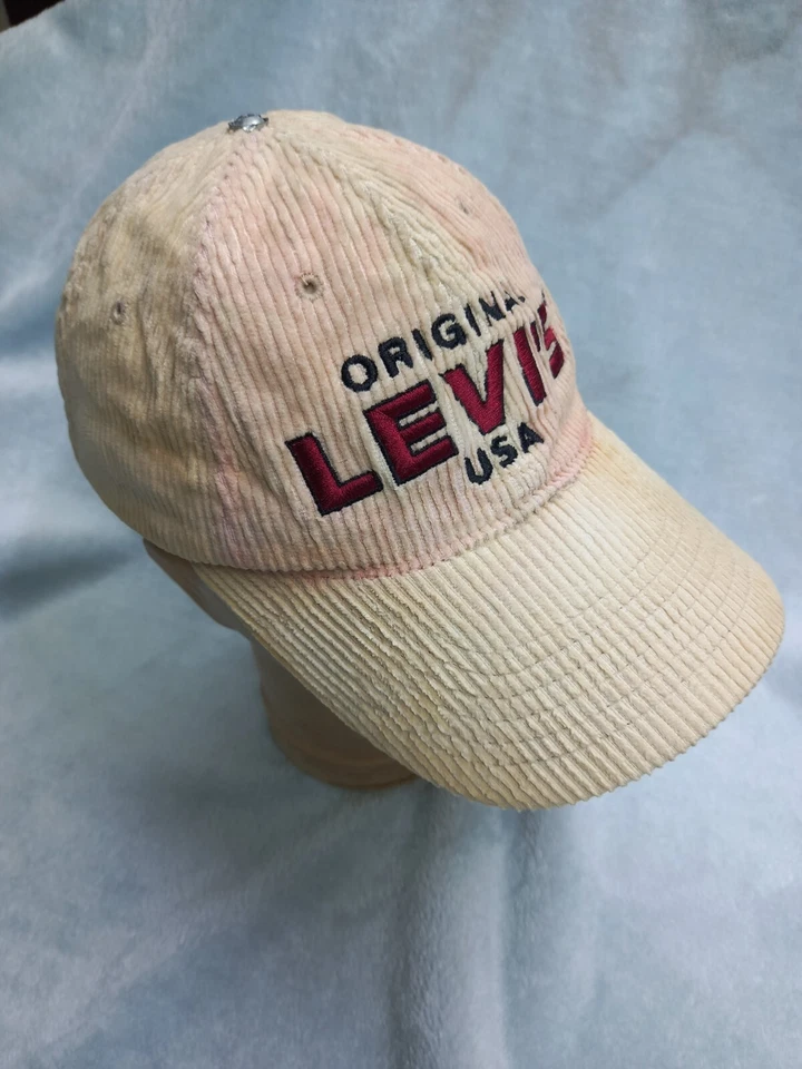 Gorra vintage años 80 original Levi’s EE. UU. pana 100 % algodón beige con tirantes Foto 2 de 4