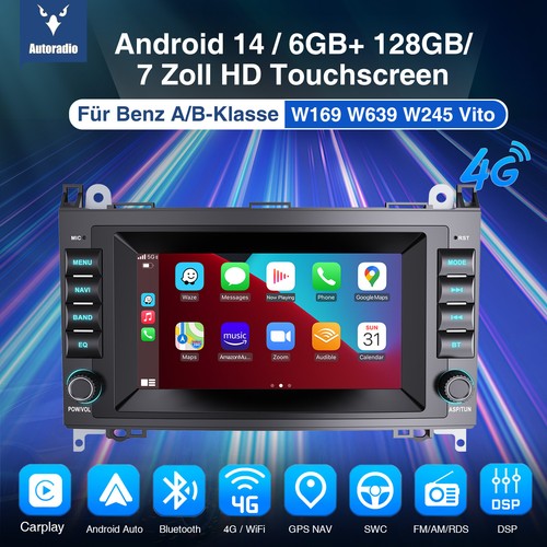 6+128GB Autoradio Android 14 GPS Für Mercedes W169 W639 Vito Viano W906 Sprinter - Bild 2 von 16