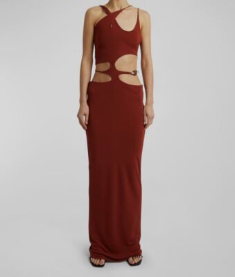 $1185 Christopher Esber Womens Brown Multi-Strap Cutout Jersey Maxi Dress  Size 6 | eBay
