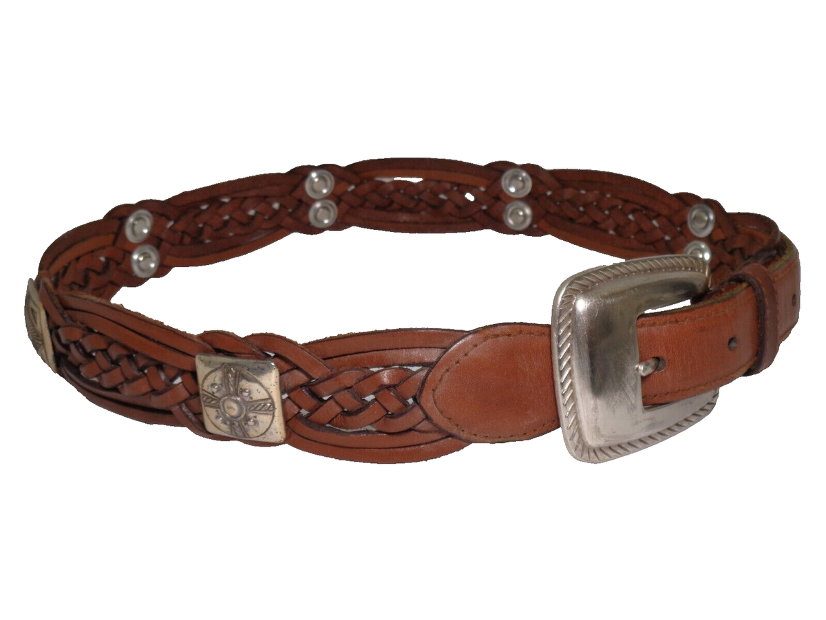 Fossil Vintage Leather Belt Ornate Buckle Vintage 90s Fossil Western Womens Belt Size L | Mercari main image 3