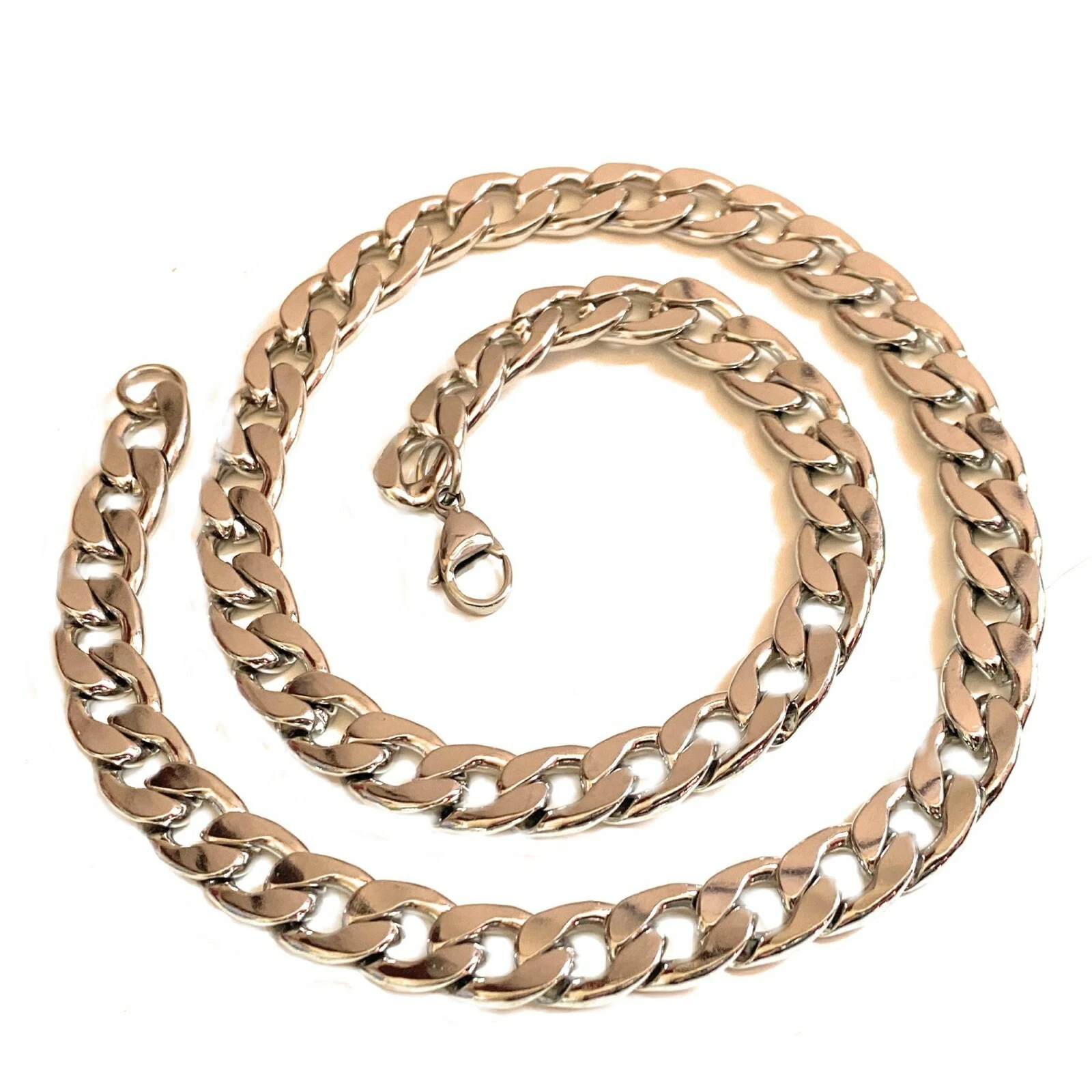 Collana catena in acciaio da uomo cubana inox di 50 cm x 10 mm rapper punk 
