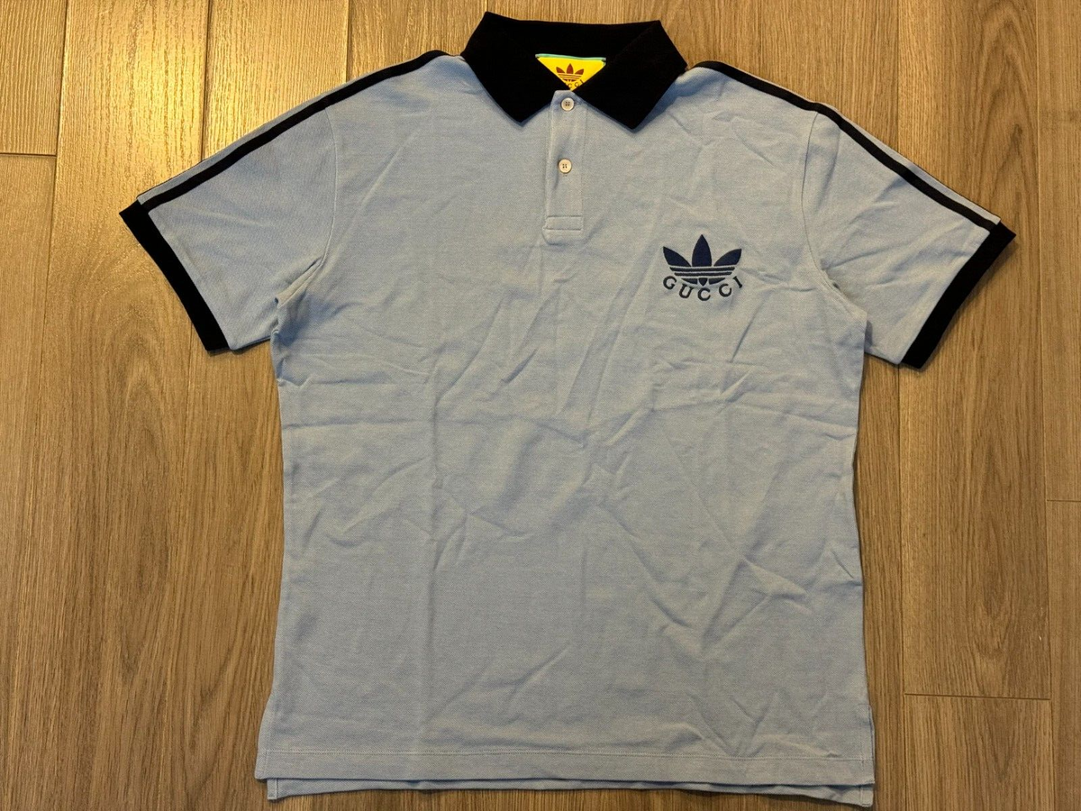 Gucci x adidas Cotton Piquet Polo Shirt light blue sz M | eBay Gucci x adidas Cotton Piquet Polo Shirt light blue sz M | eBay