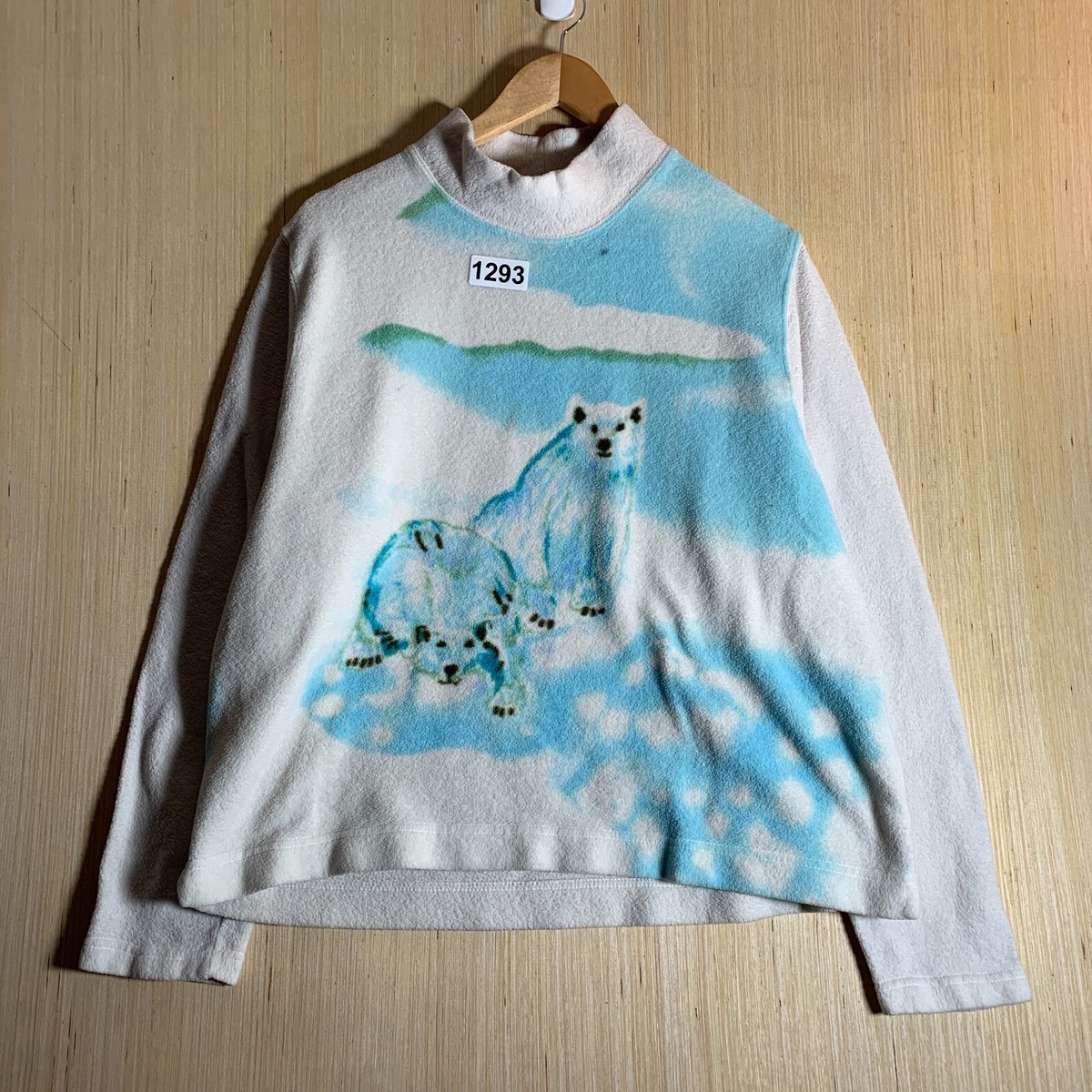 Vintage Polar Bear Sweater Adult Size Large White Long Sleeve 