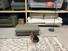 The Lounge Co Melody Footstool in Sage Green Vintage Boucle Fabric RRP £449