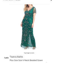 Beautiful Pisarro Nights Plus Size 16W GREEN Sequin Gown NWT b