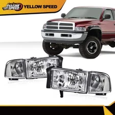 Clear Corner Signal Lamp Chrome Headlight Fit For 94-02 Dodge Ram 1500 2500 3500