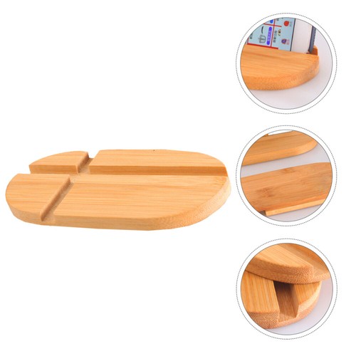 Bamboo Wood Phone Holder Office Multi Function Cell Tablet Stand - Zdjęcie 10 z 12