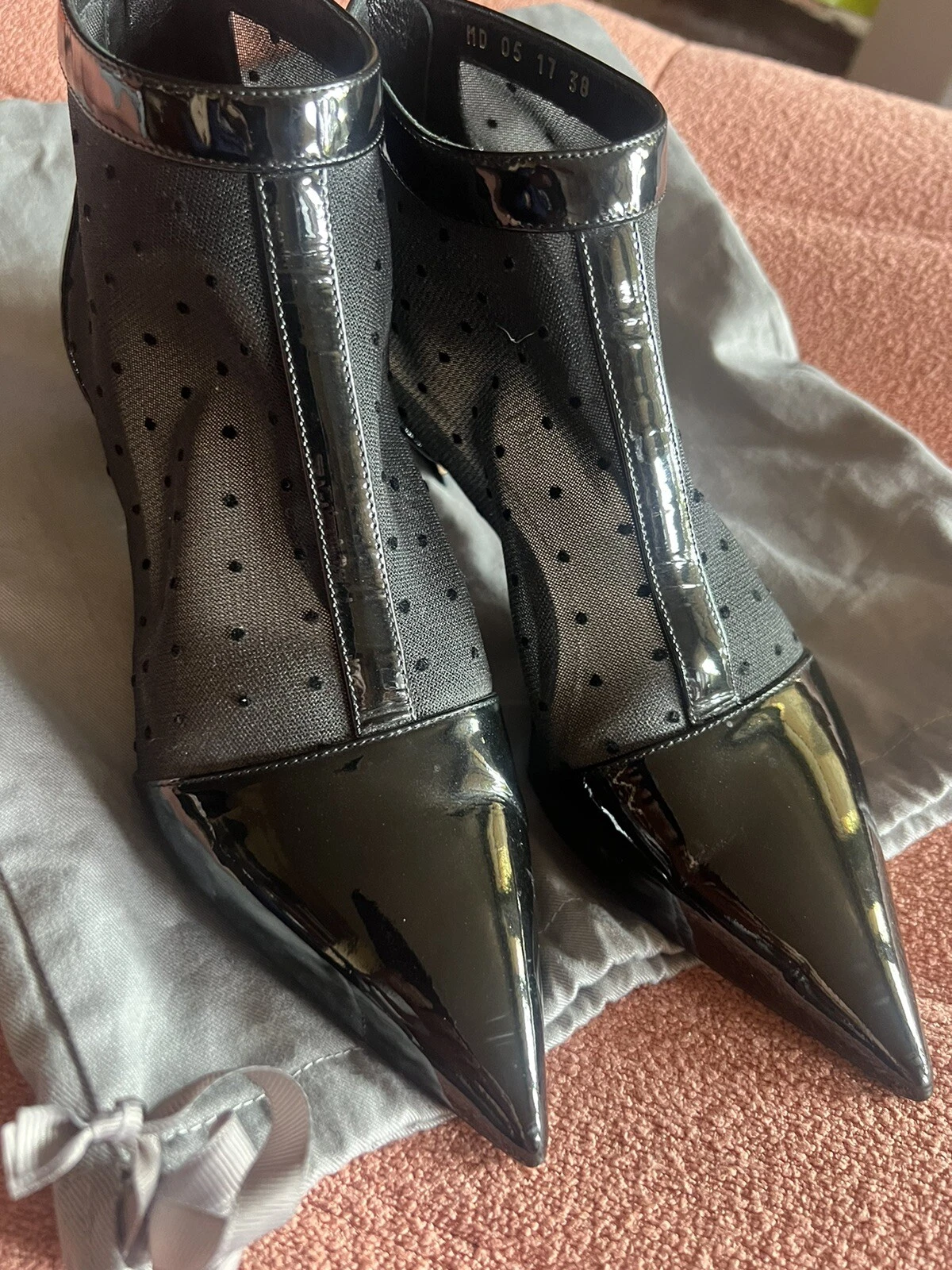 BOTTINES DIOR BOUT POINTU NOIR MAILLE 38 occasion