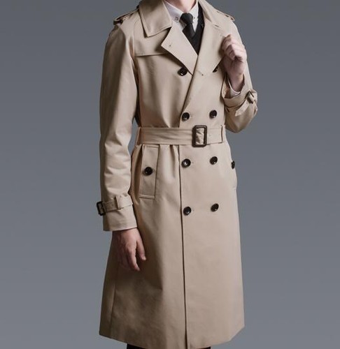 Double-Breasted Trench Coat Men's New 