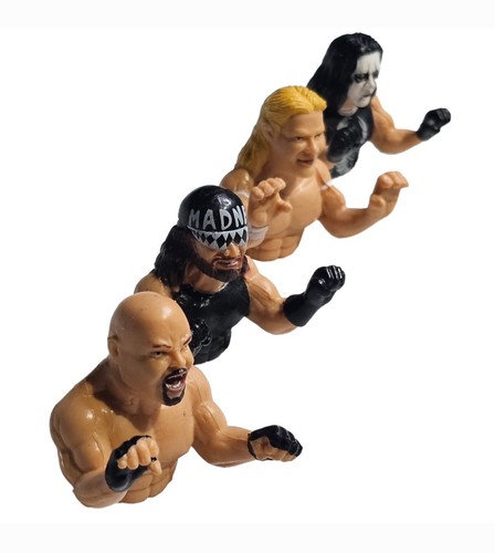 Juego de 4 luchadores títeres pulgar WCW de colección 1999: Goldberg, Luger, Sting, Macho - Imagen 2 de 8